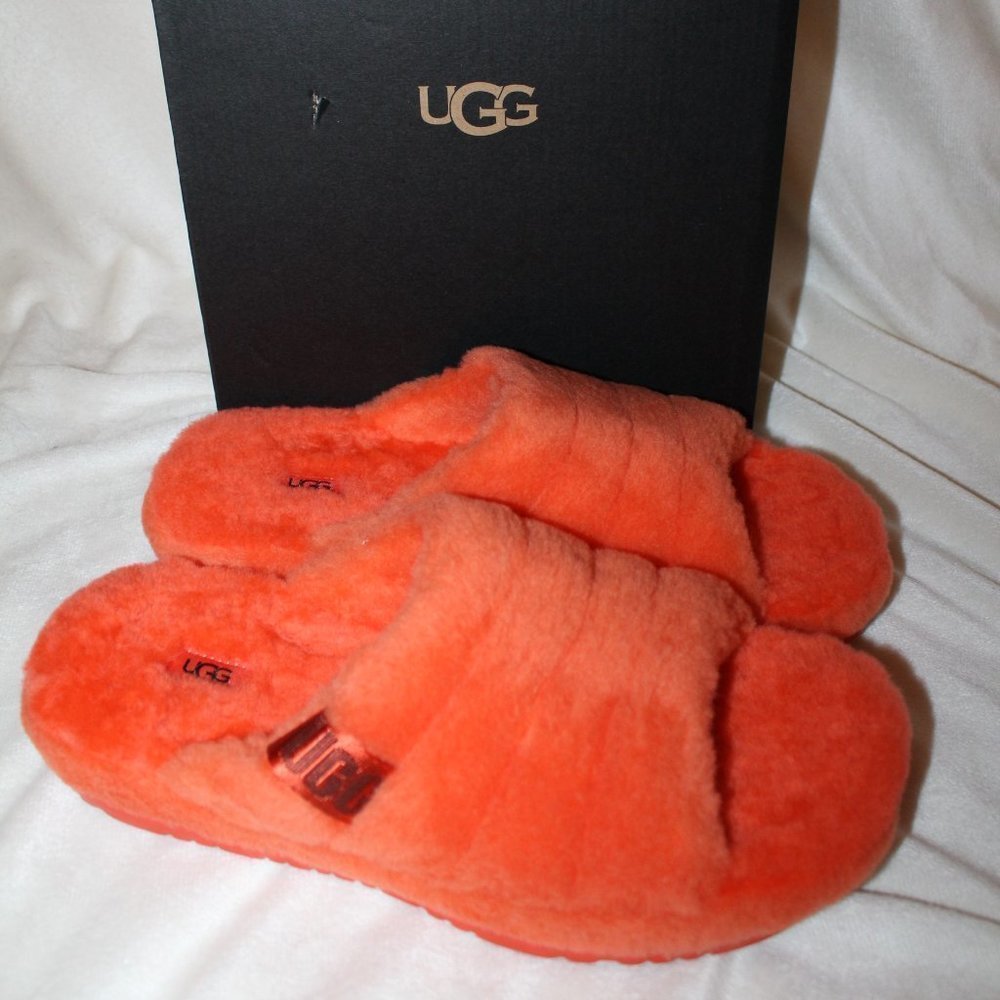 NIB UGG MEN'S FLUFF YOU‎ SLIP ON FUR SLIPPERS ORANGE